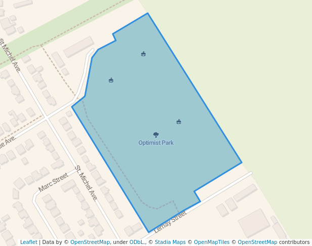 walking in Optimist Park map in Cornwall