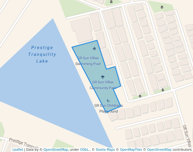 walking in GR Sun Villas Community Park map in Huskur