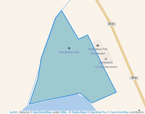 walking in Ken Barton Park map in Martintown