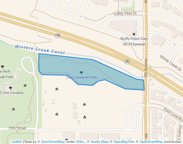 walking in Terry Carpenter Park map in Scottsbluff