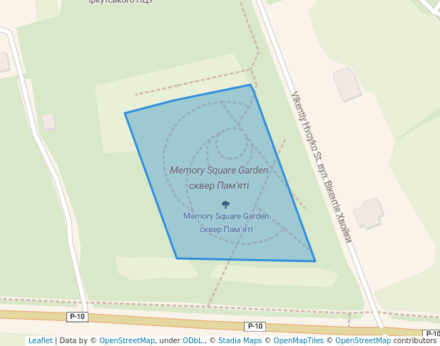 walking in Square garden of Memory map in Cherkasy