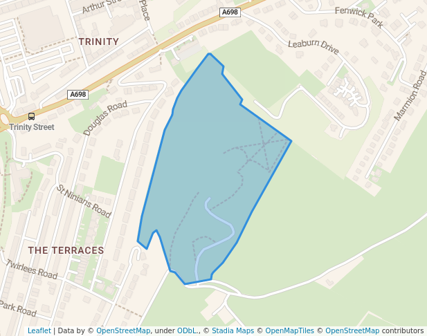 walking in Miller's Knowes map in Hawick