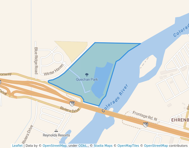 walking in Quechan Park map in Blythe