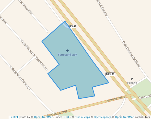 walking in Ferrocarril park map in José Mariano Jiménez