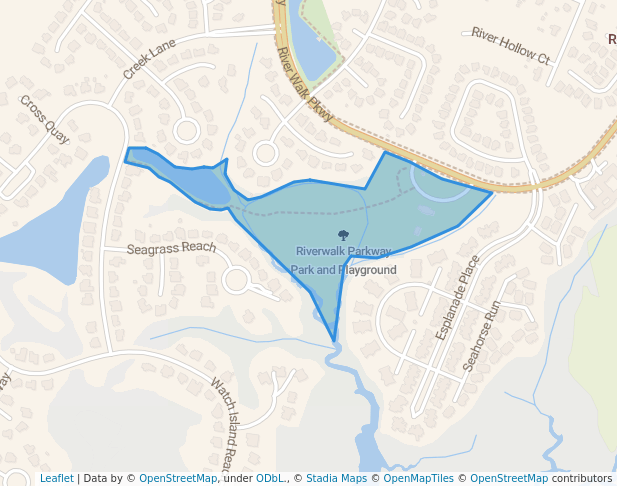 walking in Riverwalk Parkway Park and Playground map in Chesapeake