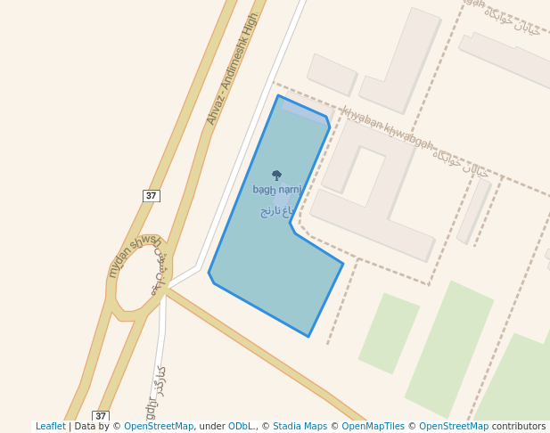 walking in باغ نارنج map in Andimeshk