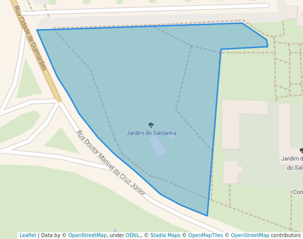 walking in Jardim do Saldanha map in Montijo