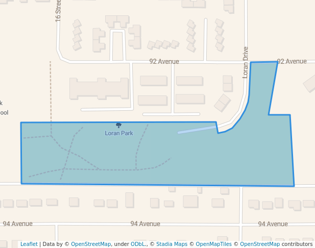 walking in Loran Park map in Dawson Creek