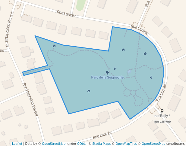 walking in Parc de la Seigneurie map in Vaudreuil-Dorion