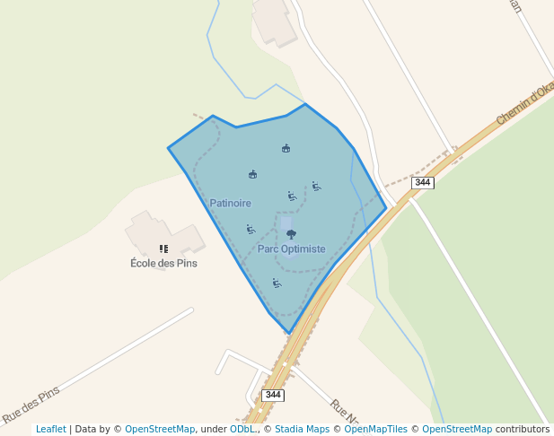 walking in Parc Optimiste map in Oka