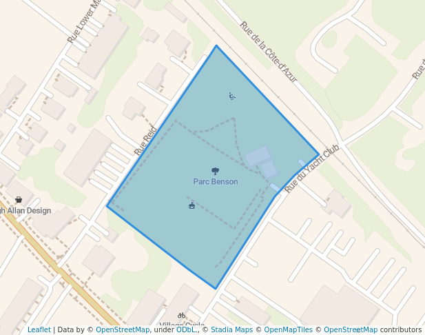 walking in Parc Benson map in Hudson