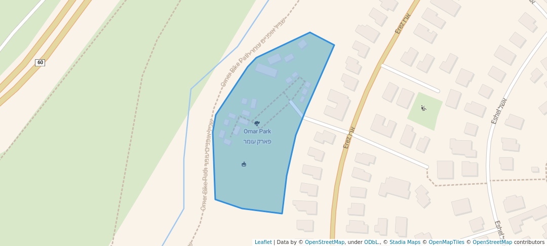 walking in Omer park map in עומר