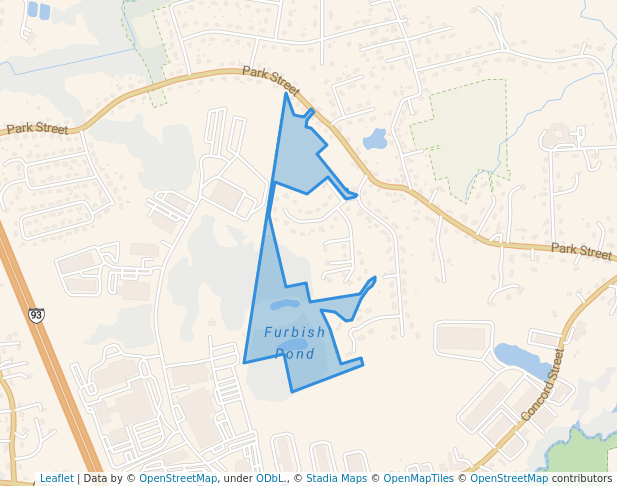walking in Furbish Pond Conservation Area map in North Reading