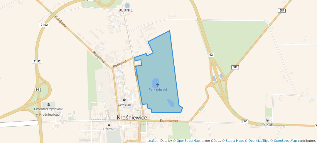 walking in Park miejski map in Krośniewice