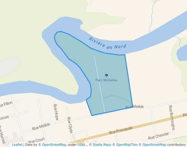 walking in Parc Richelieu map in Lachute