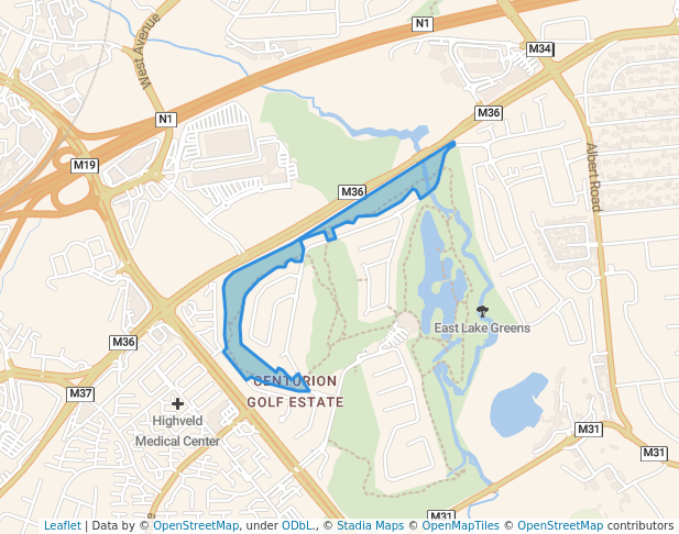 walking in Western Golf Greens map in Centurion