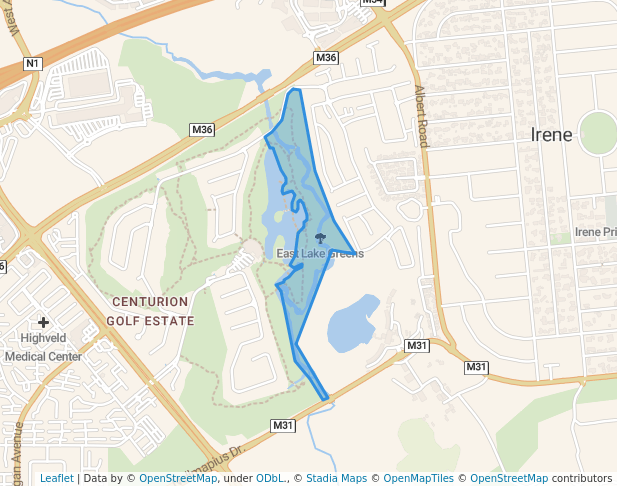 walking in East Lake Greens map in Centurion