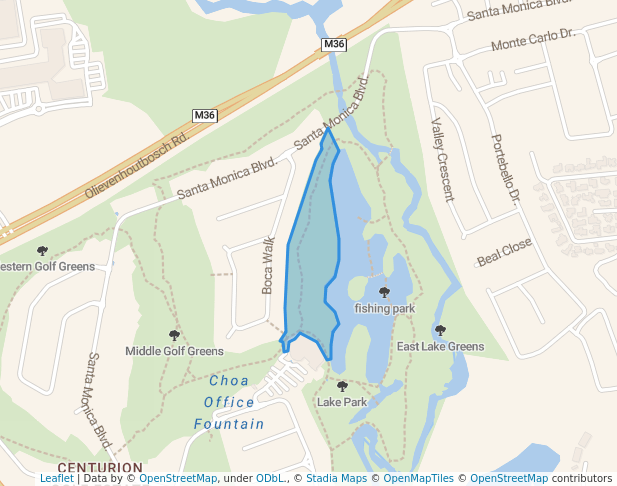 walking in Clubhouse Park map in Centurion