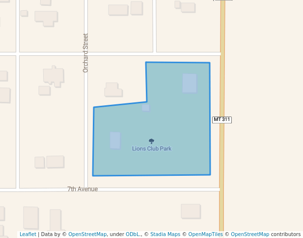walking in Lions Club Park map in Hysham