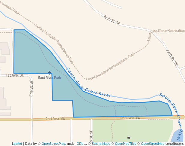 walking in East River Park map in Hutchinson