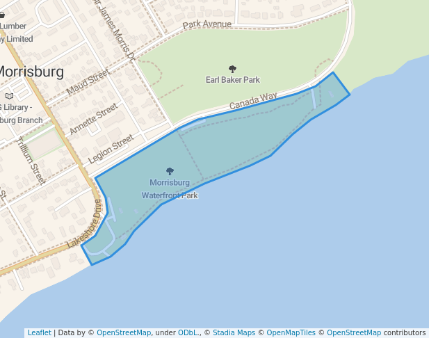 walking in Morrisburg Waterfront Park map in Morrisburg