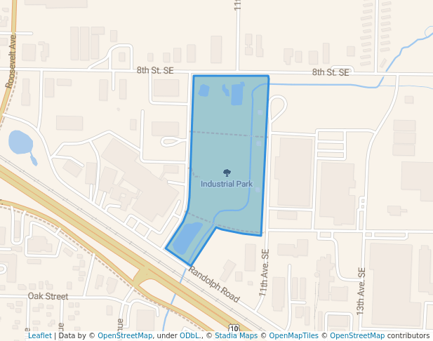 walking in Industrial Park map in Detroit Lakes