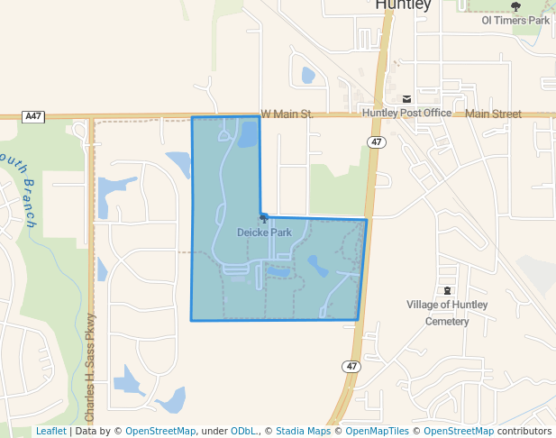 walking in Deicke Park map in Huntley