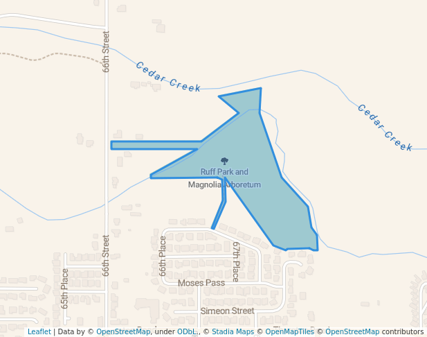 walking in Ruff Park and Magnolia Arboretum map in Springfield