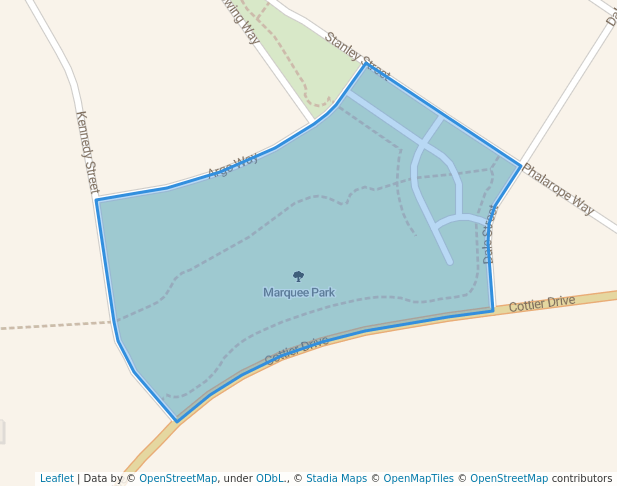 walking in Marquee Park map in South Hedland