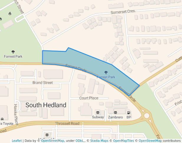 walking in Forrest Park map in South Hedland