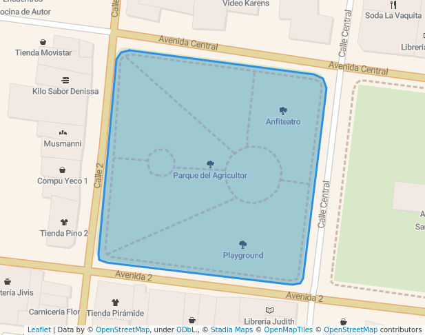 walking in Parque El Agricultor map in Santiago de Puriscal