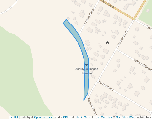 walking in Achray Esplanade Reserve map in Waiau