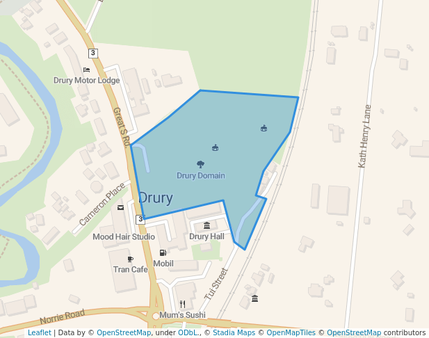 walking in Drury Domain map in Drury