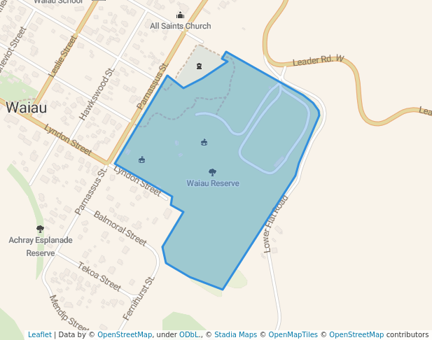 walking in Waiau Reserve map in Waiau