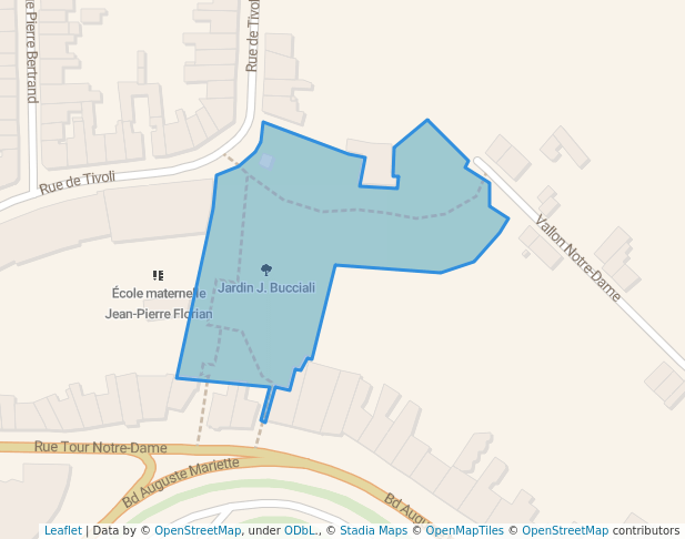 walking in Jardin J. Bucciali map in Boulogne-sur-Mer