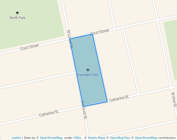 walking in Founders Park map in Monroe City