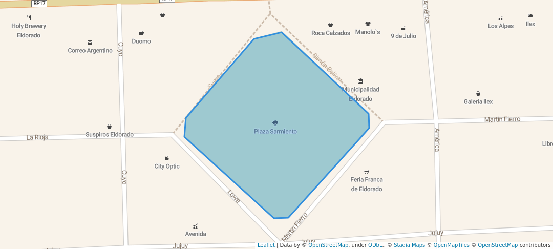 walking in Plaza Sarmiento map in Eldorado