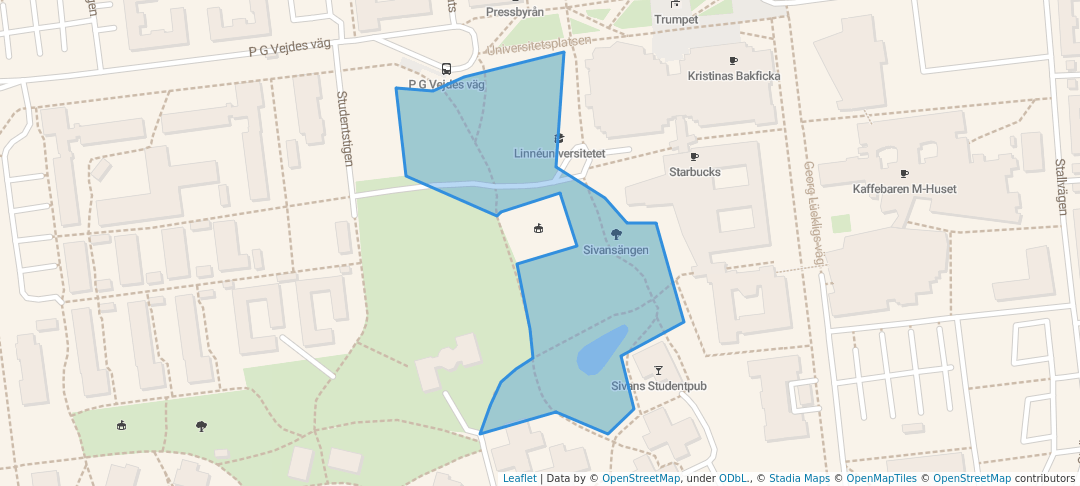 walking in Sivansängen map in Växjö