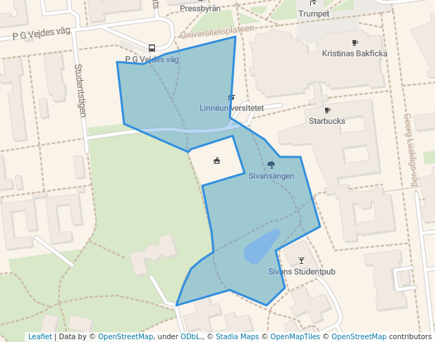walking in Sivansängen map in Växjö