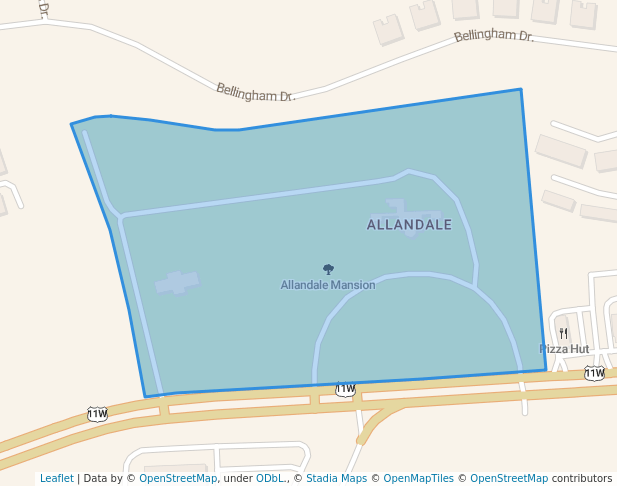 walking in Allandale Mansion map in Kingsport