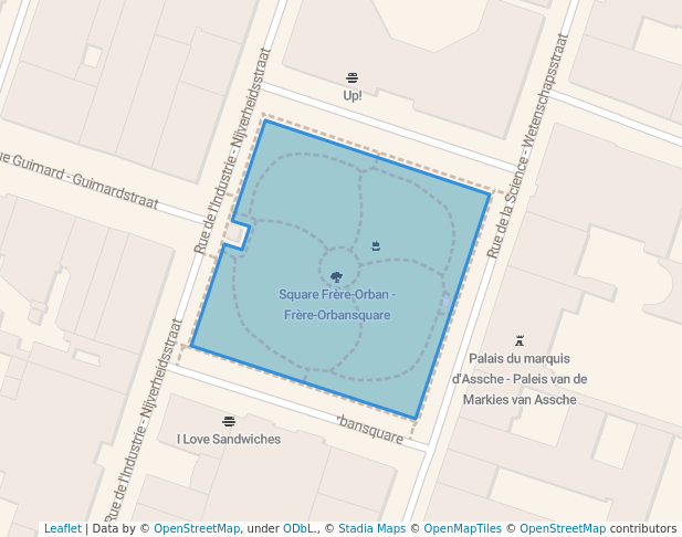 walking in Square Frère-Orban - Frère-Orbansquare map in Brussel