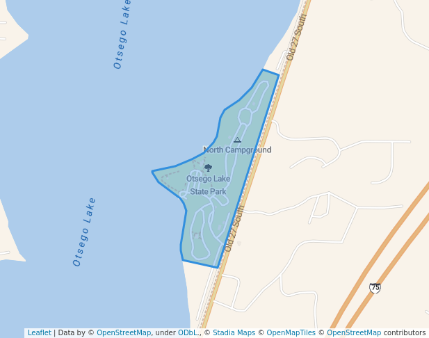 walking in Otsego Lake State Park map in Gaylord