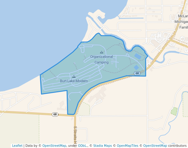 walking in Burt Lake State Park map in Indian River