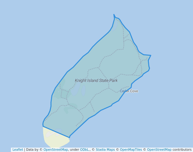 walking in Knight Island State Park map in North Hero