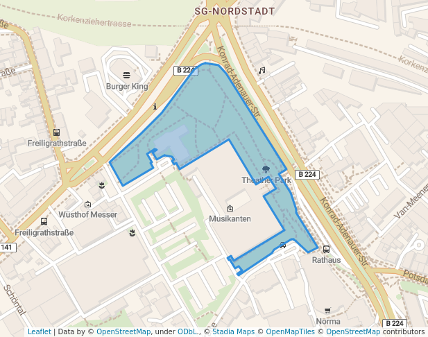 walking in Theather Park map in Solingen