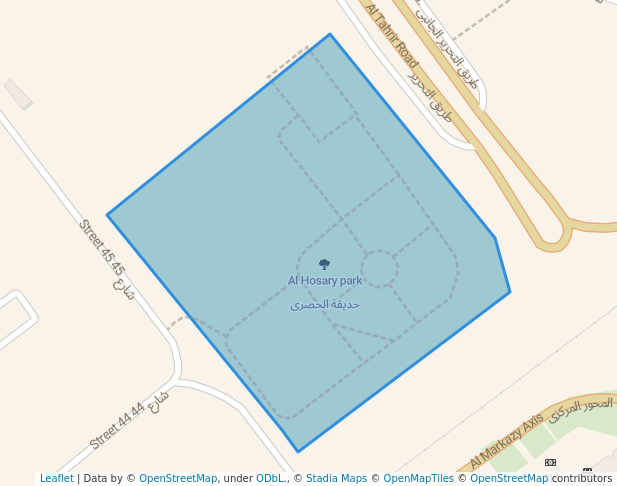 walking in Al Hosary park map in 6th of October City