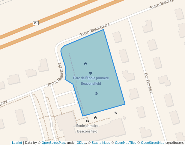 walking in Parc de l'École primaire Beaconsfield map in Beaconsfield