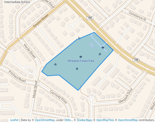 walking in Wheaton Forest Park map in Wheaton-Glenmont