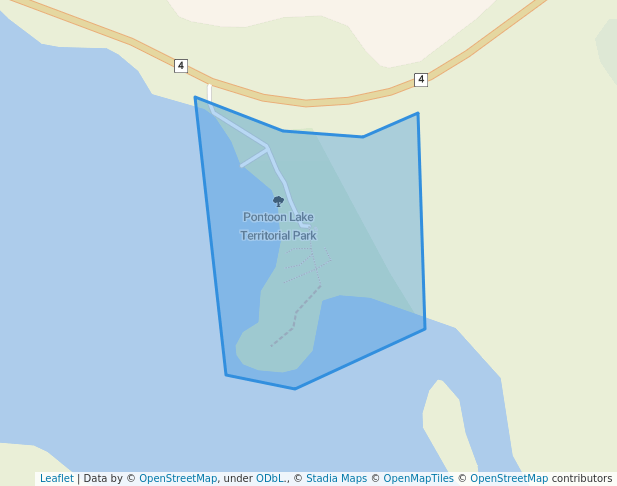 walking in Pontoon Lake Territorial Park Day Use Area map in Lutselk'e