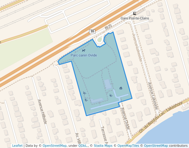 walking in Parc Ovide map in Pointe-Claire
